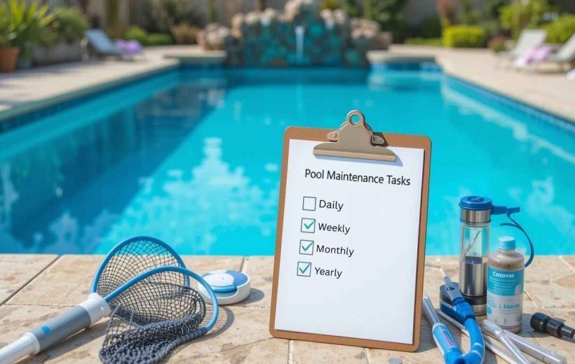 The Ultimate Pool Maintenance Checklist Daily, Weekly, Monthly & Yearly Tasks The Ultimate Pool Maintenance Checklist Daily, Weekly, Monthly & Yearly Tasks
