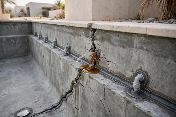 Swimming pool leak repair Dubai structural crack epoxy injection